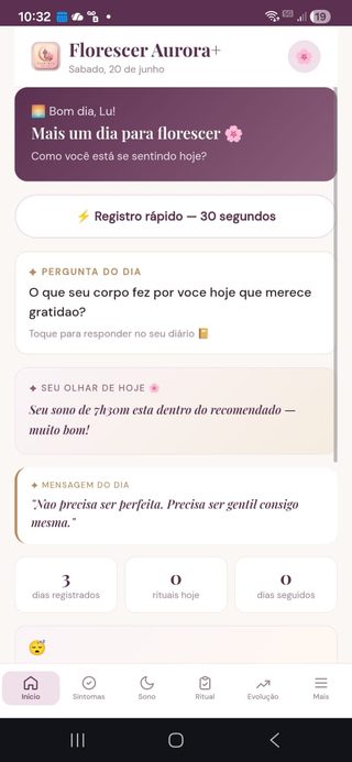 Tela inicial do Aplicativo Florescer