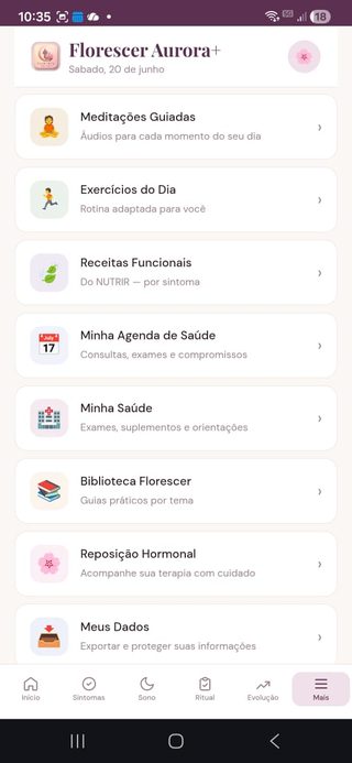 Menu com recursos adicionais