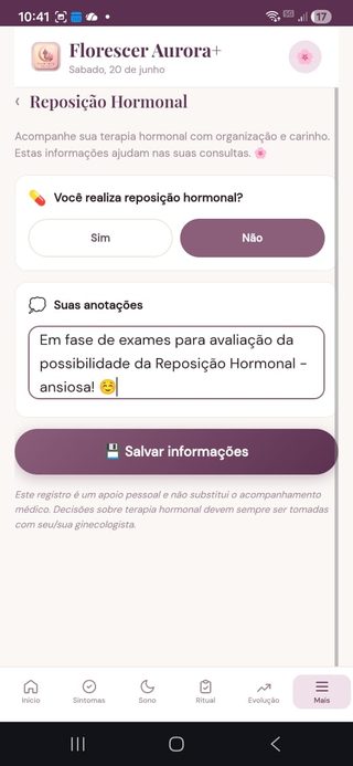 Registro de reposição hormonal