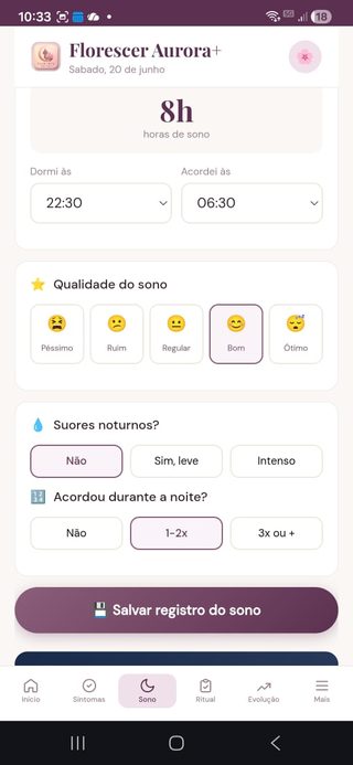 Registro de sono